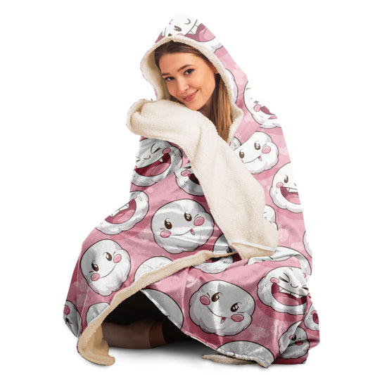 Cute Cartoon Faces Hooded Blanket