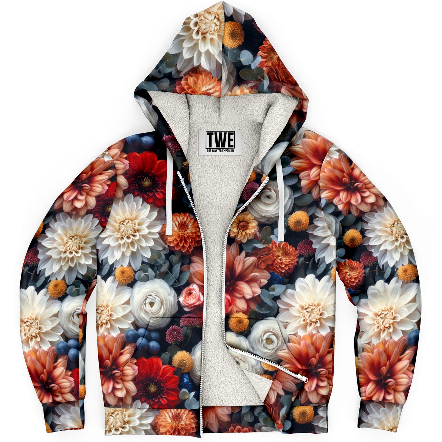 Floral Harmony Microfleece Zip hoodie - AOP