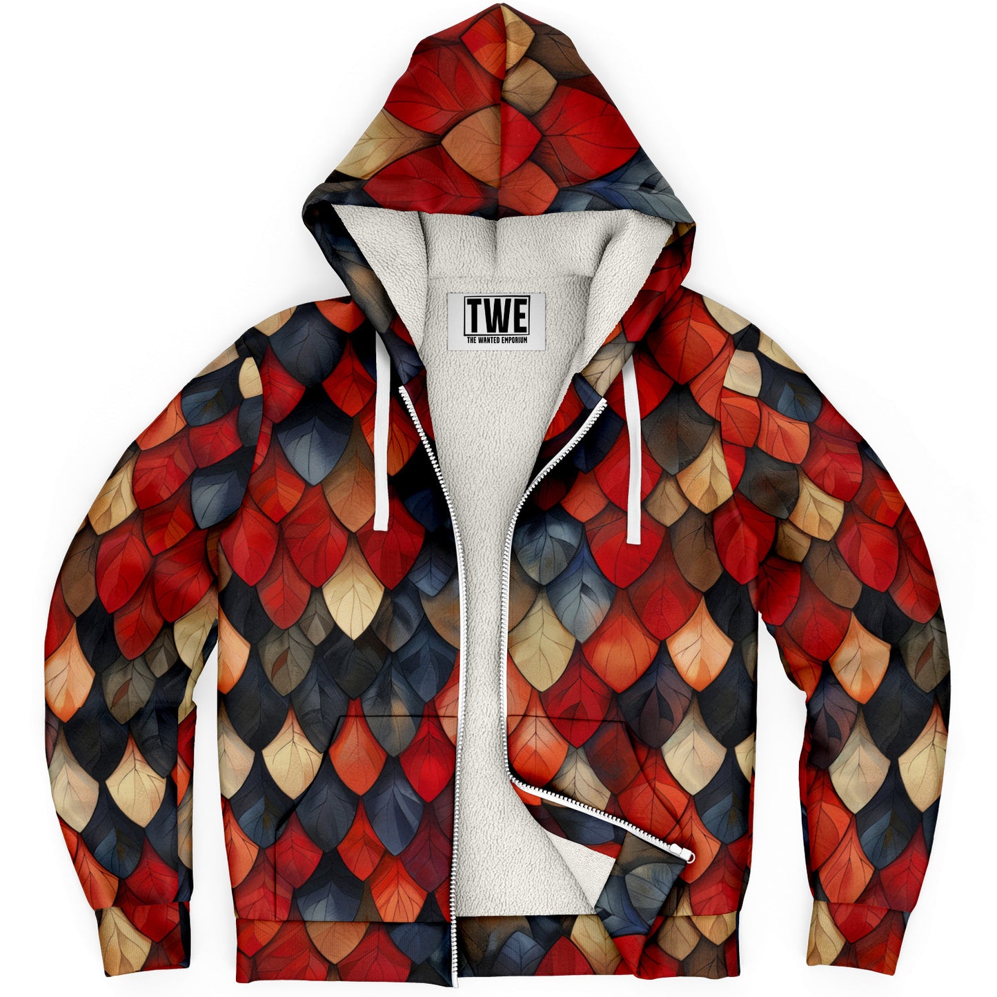 Autumn Leaf Scale Microfleece Zip hoodie - AOP