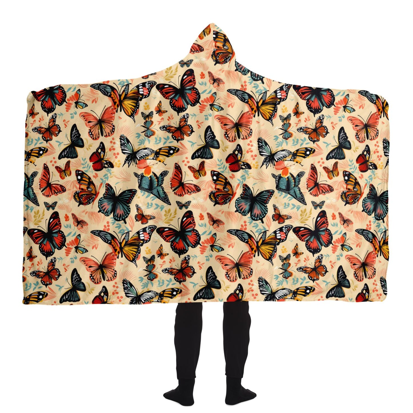 Butterfly Garden Hooded Blanket