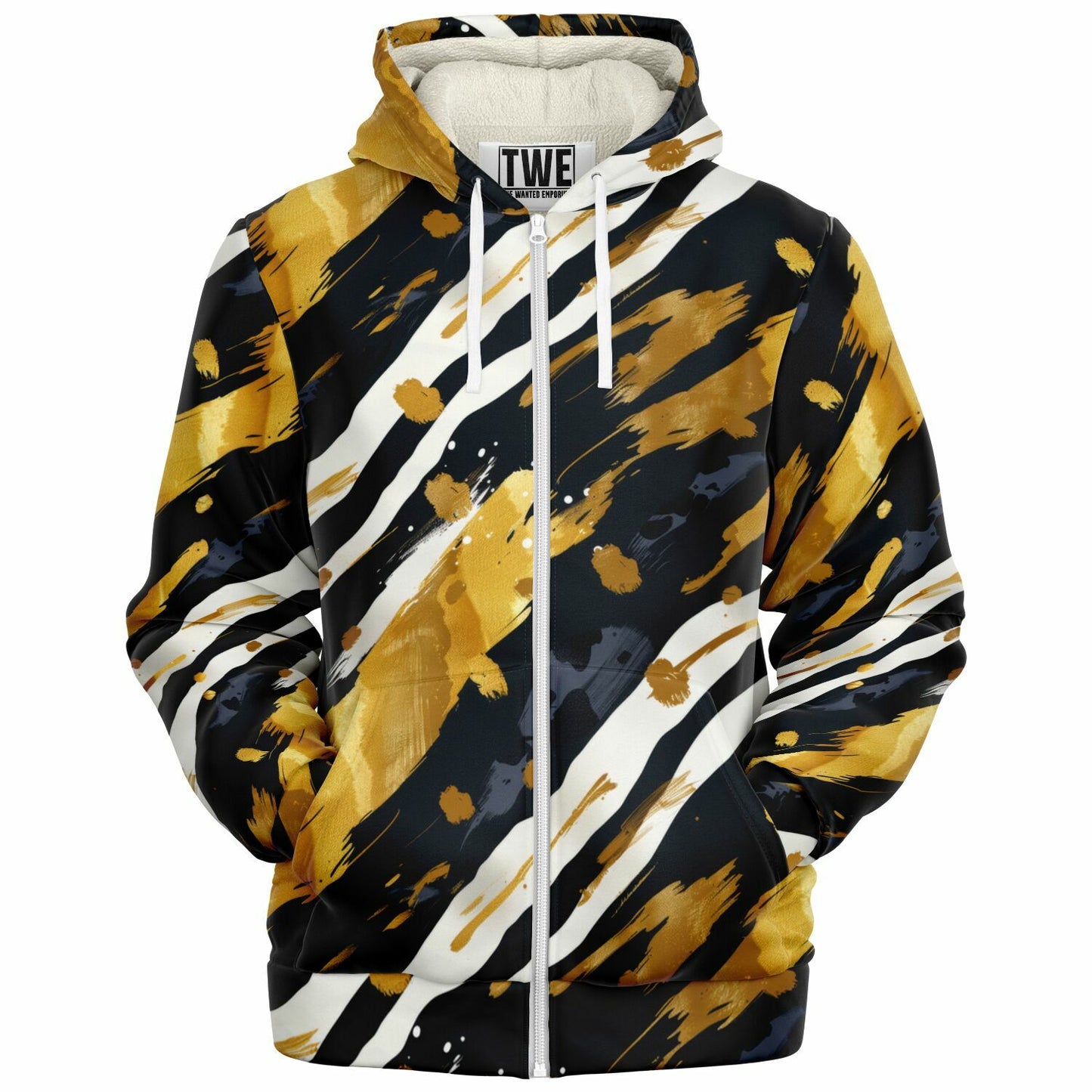 Wild Brushstroke Tiger Microfleece Zip hoodie - AOP