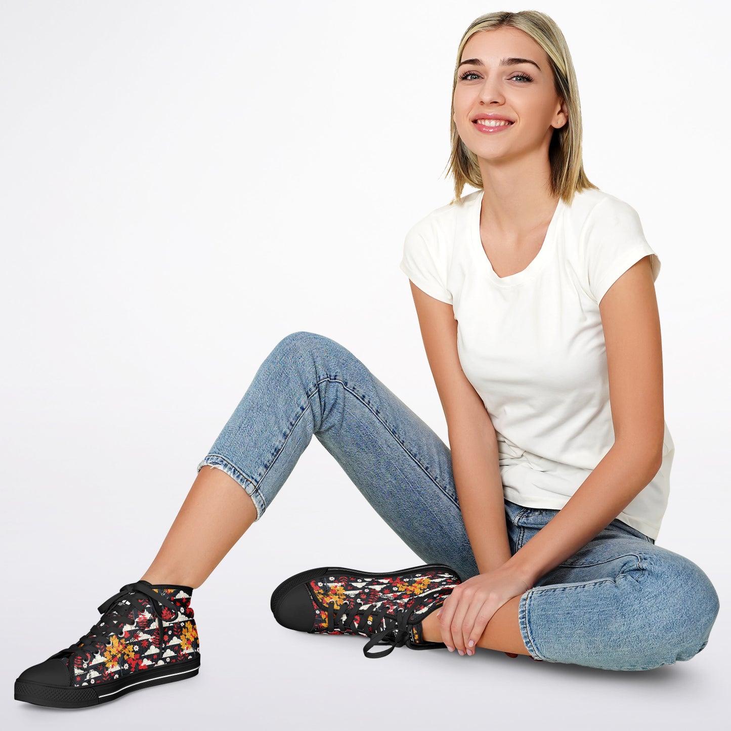 Urban Peak High-Top Shoes with Floral Garden Design