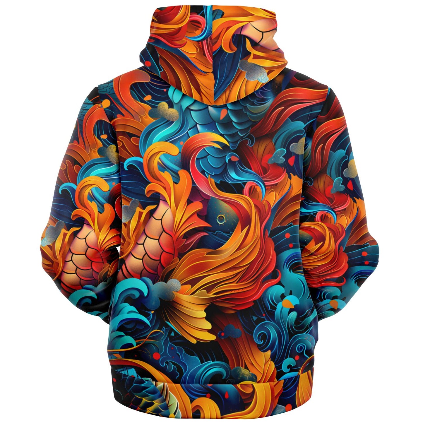 Vibrant Koi Fish Microfleece Zip Hoodie - AOP