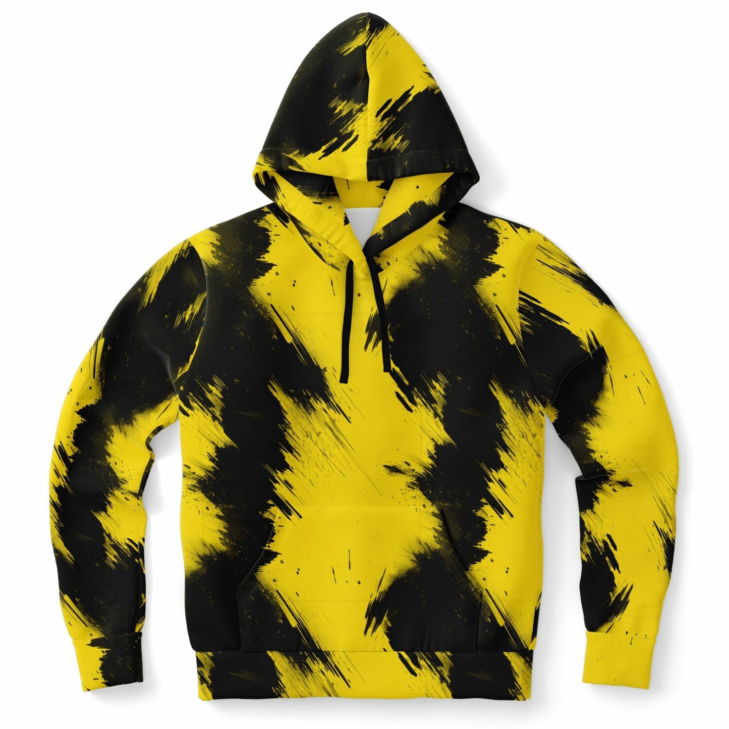 Bold Yellow and Black Brushstroke Women's Hoodie - AOP