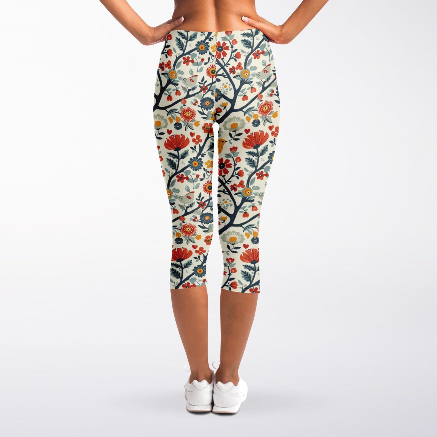 Floral Garden High-Waisted Capri Leggings for Charming Activewear - AOP