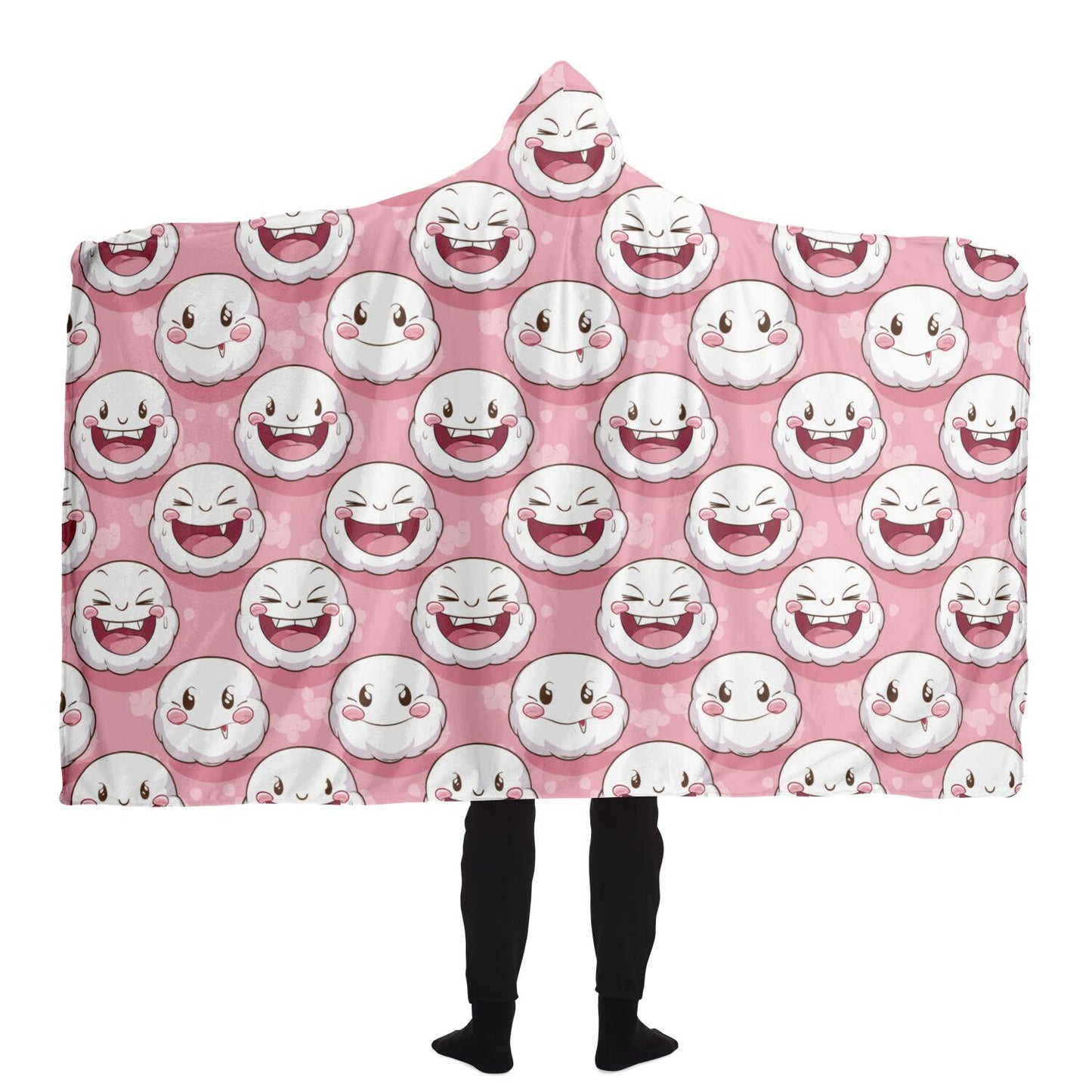 Cute Cartoon Faces Hooded Blanket