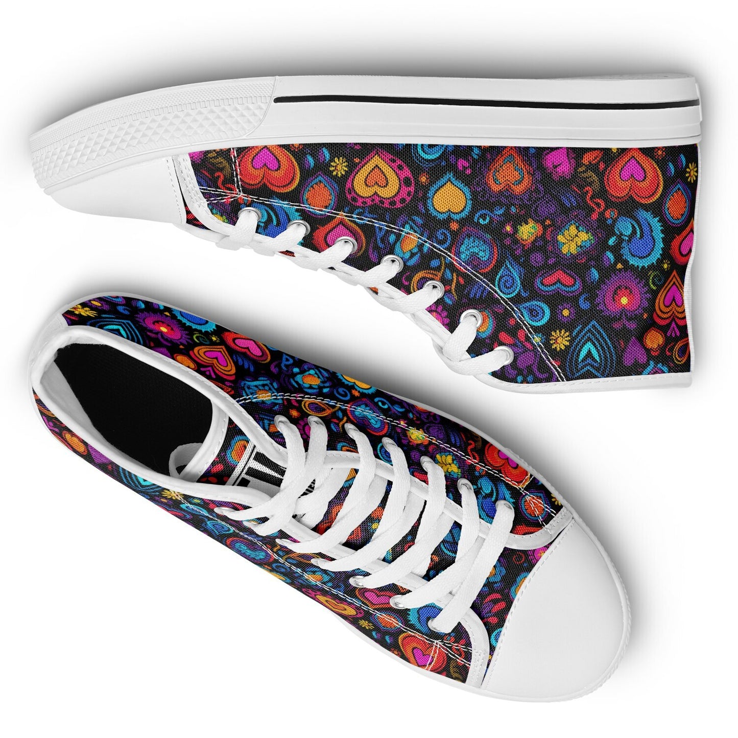 Urban Peak High-Top Shoes with Colorful Heart Pattern Design