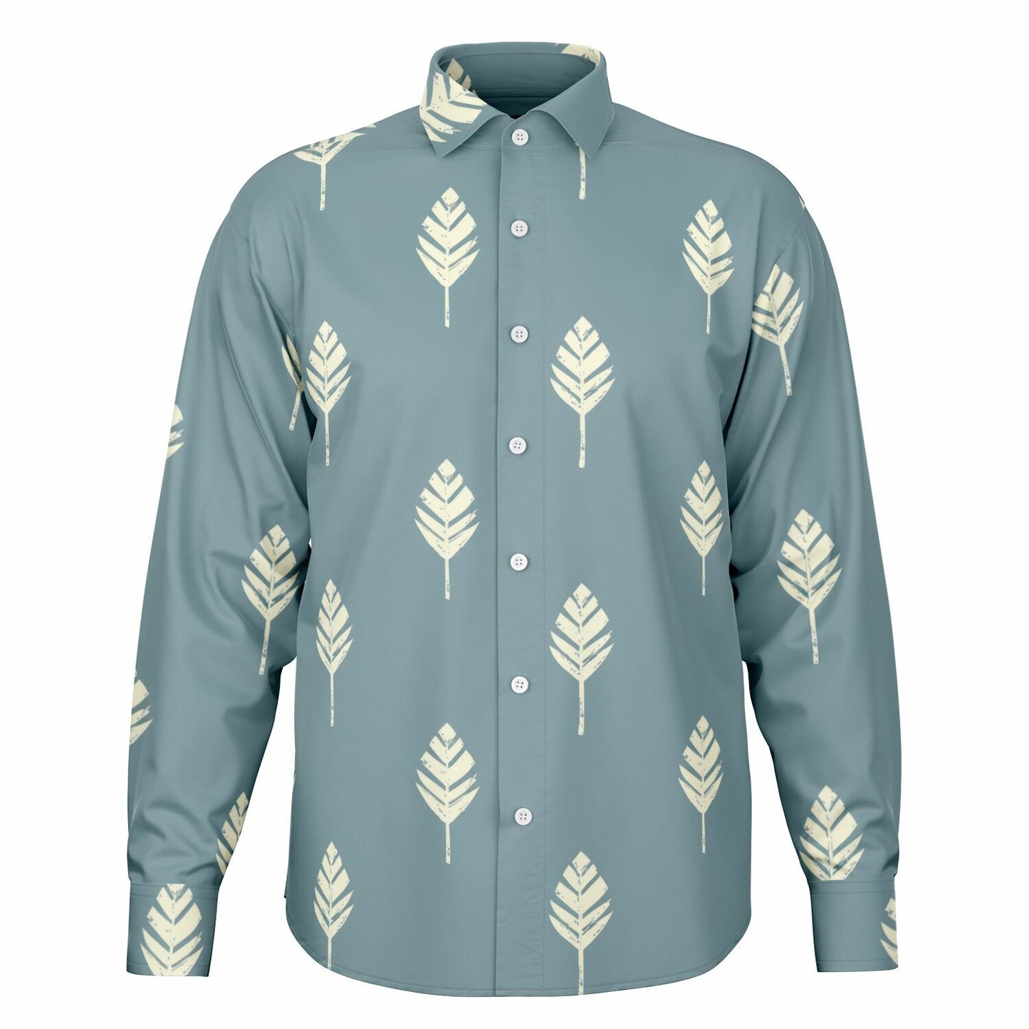 Leaf Pattern Long Sleeve Button Down Shirt