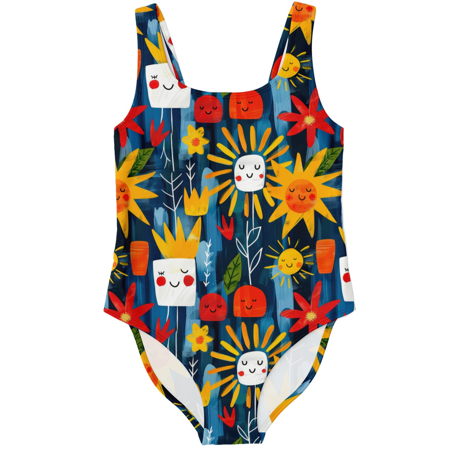 Whimsical Sunshine and Flowers Women's One-Piece Swimsuit - AOP