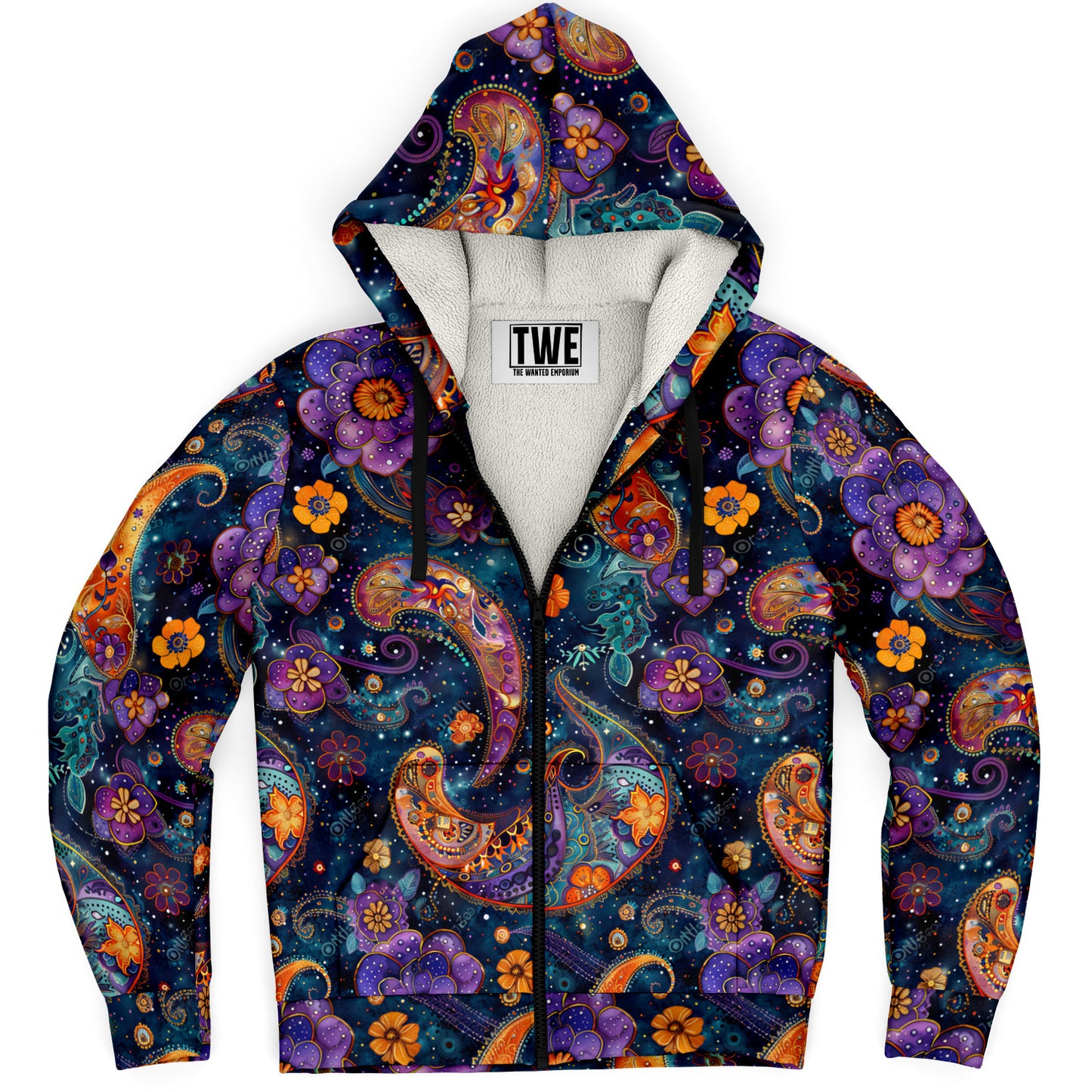 Celestial Paisley Microfleece Zip hoodie - AOP