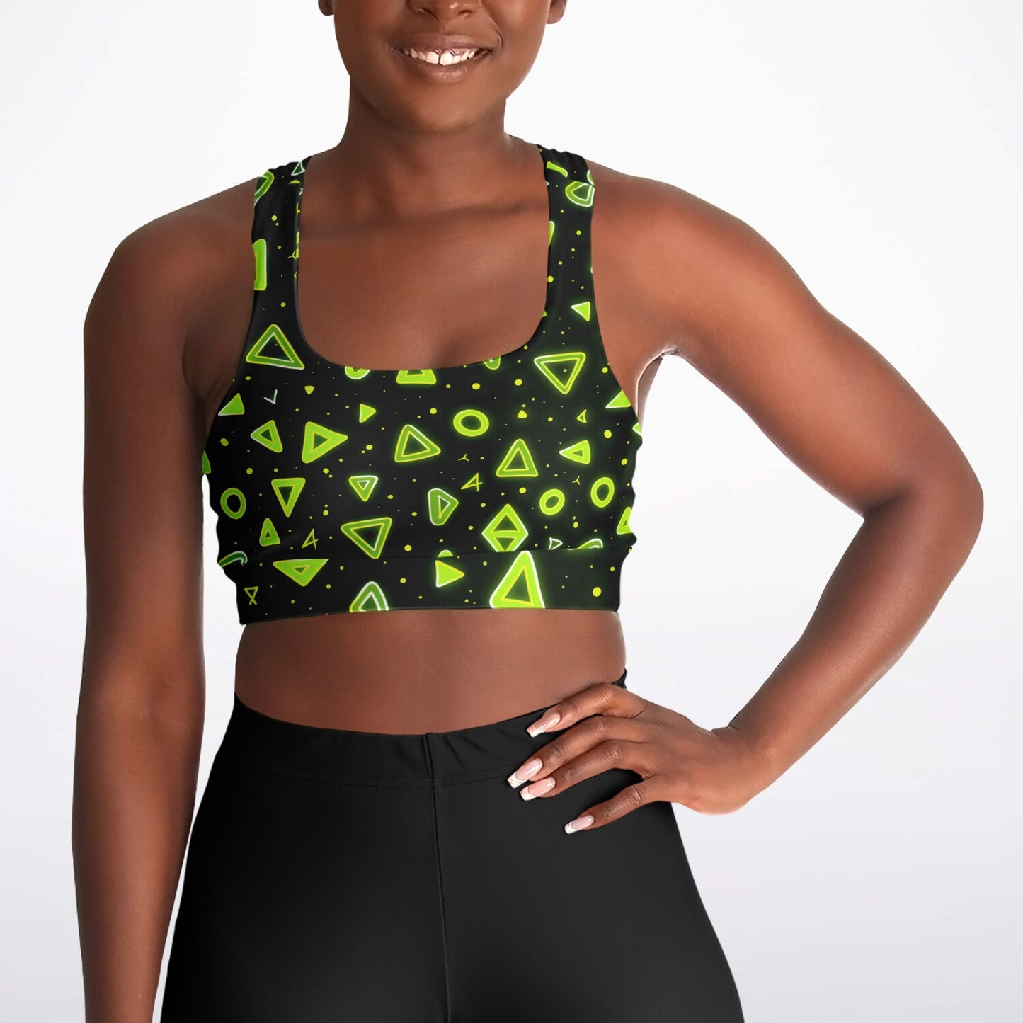 Neon Geometric Padded Sports Bra