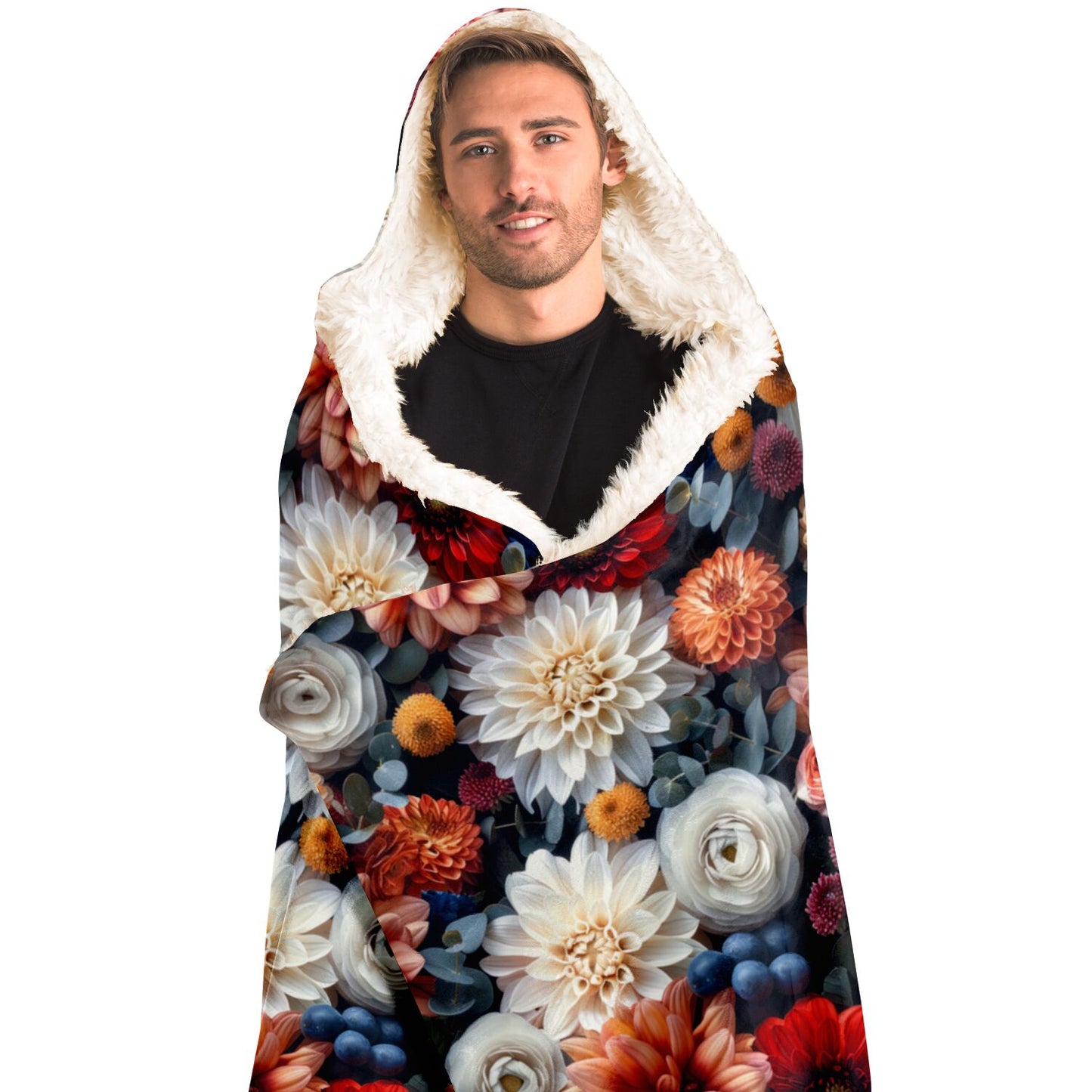 Elegant Floral Hooded Blanket