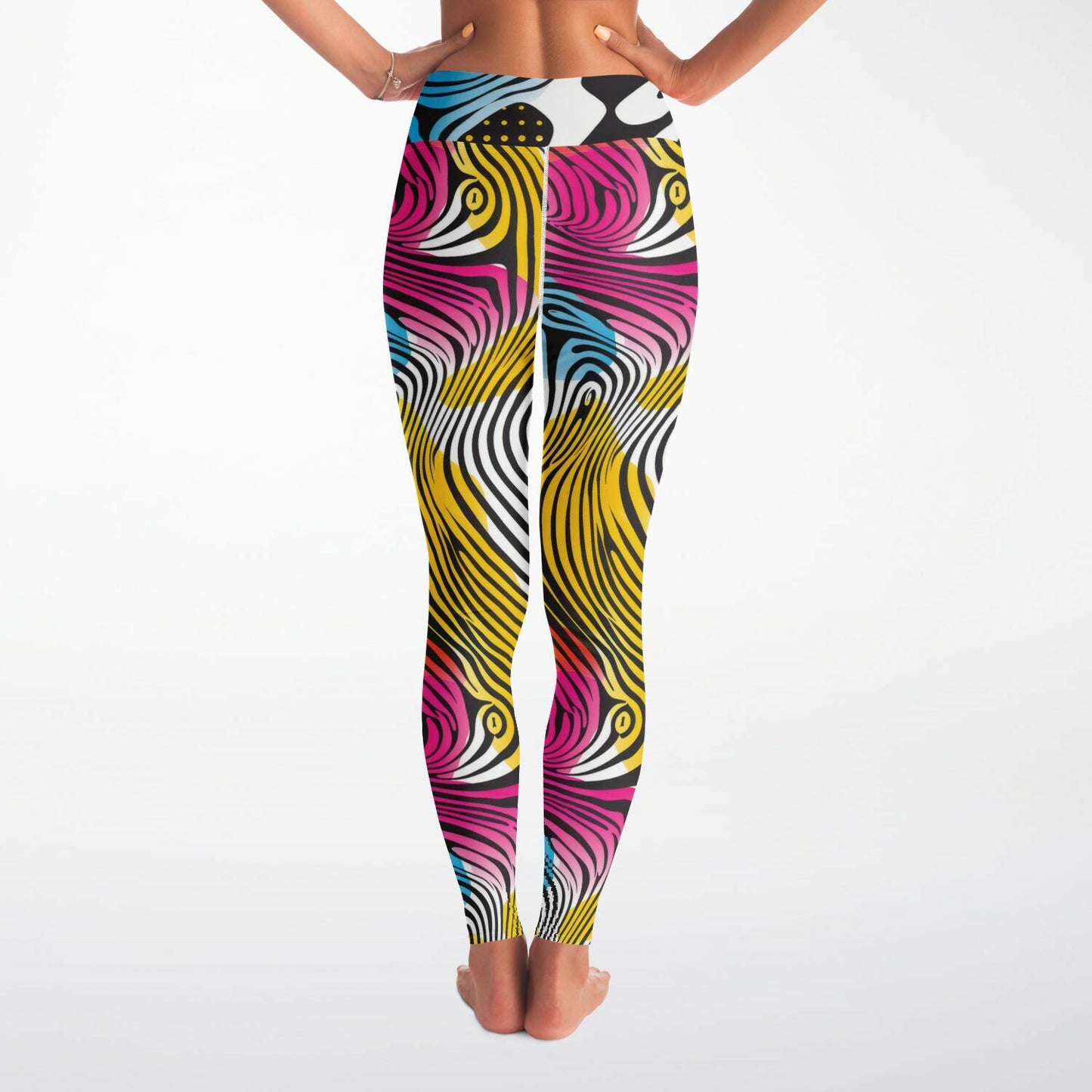 Psychedelic Swirl High-Waisted Yoga Leggings for Bold and Stylish Practice - AOP