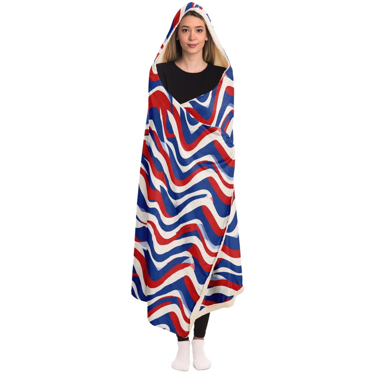 Patriotic Waves Hooded Blanket