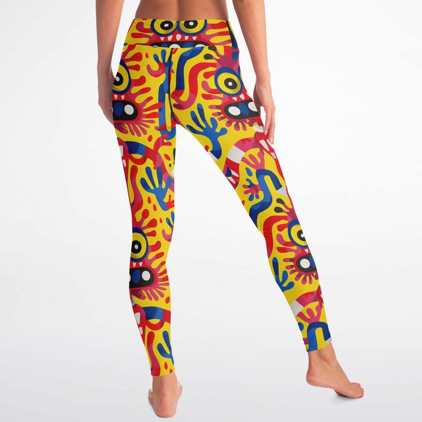 Abstract Monster Faces Yoga Leggings - AOP