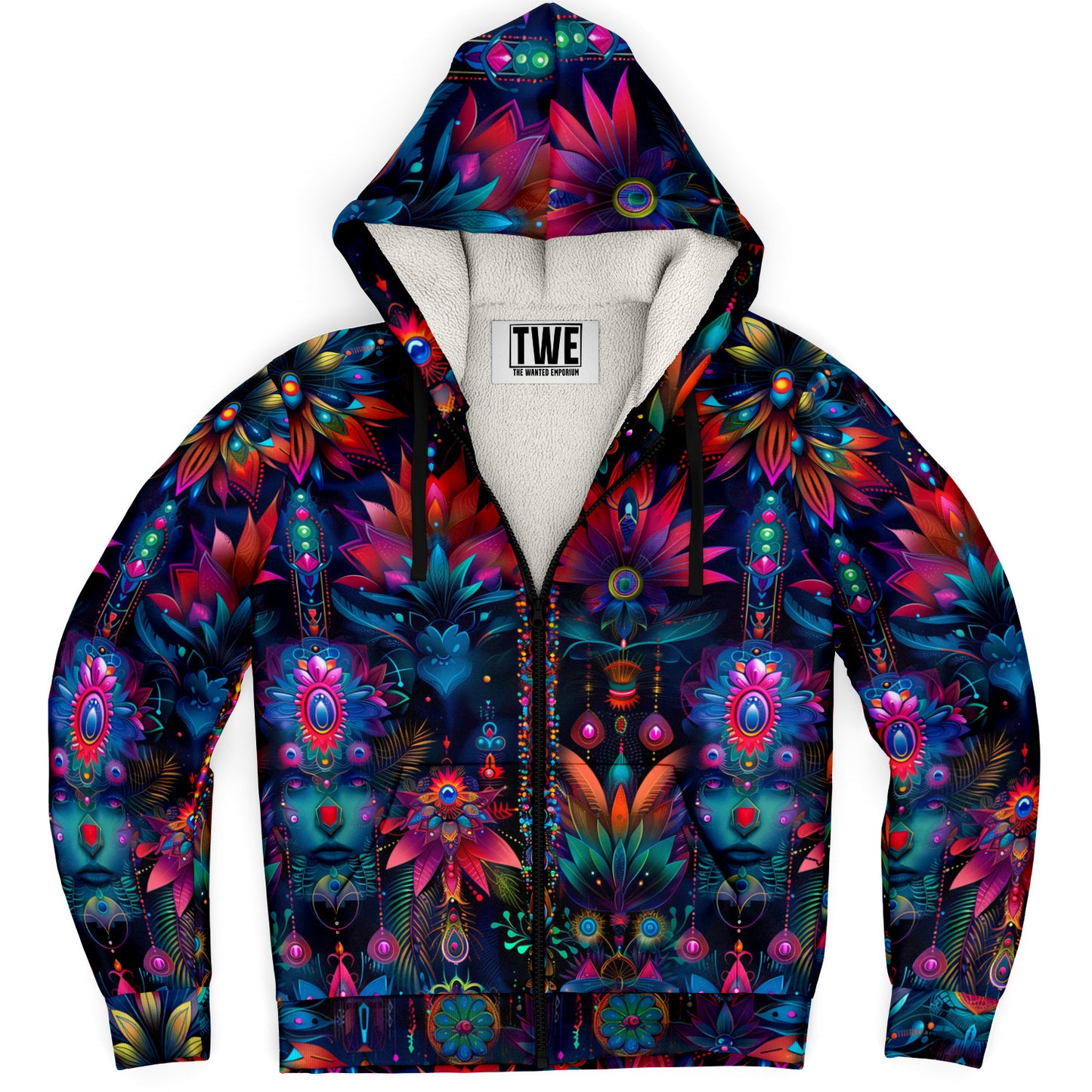 Neon Blossom Microfleece Zip hoodie - AOP