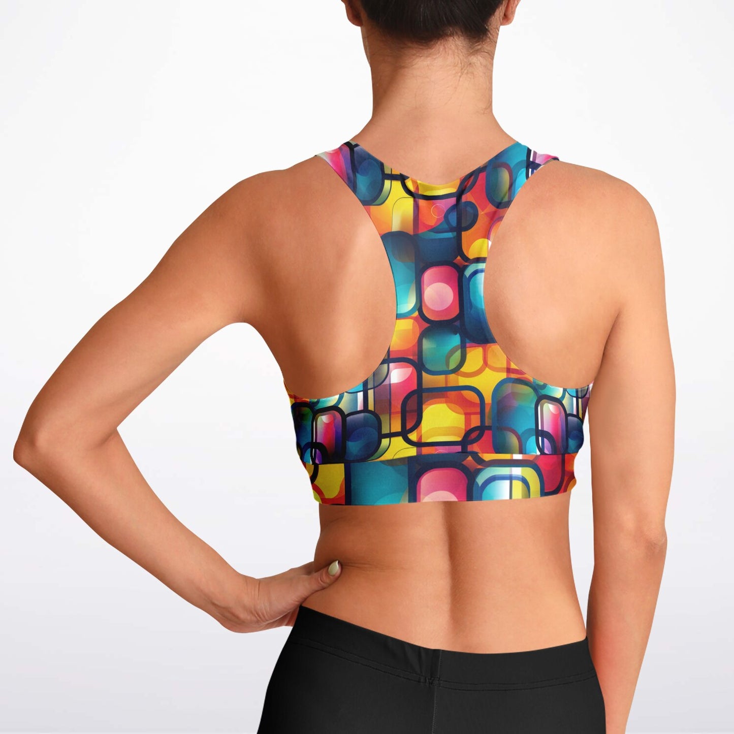 Vibrant Geometric Bliss Padded Sports Bra