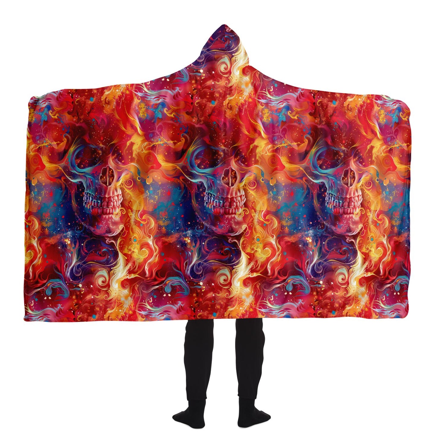 Fiery Skull Hooded Blanket