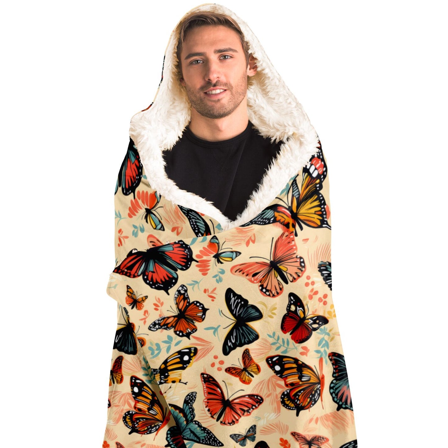 Butterfly Garden Hooded Blanket