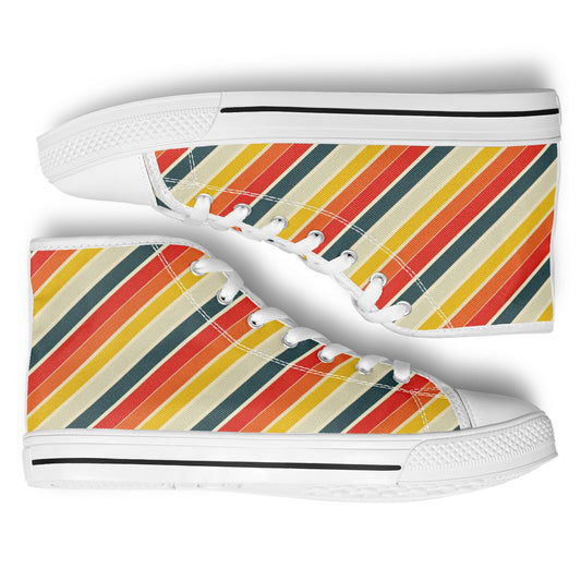 Urban Peak High-Top Shoes with Vibrant Diagonal Stripes Design