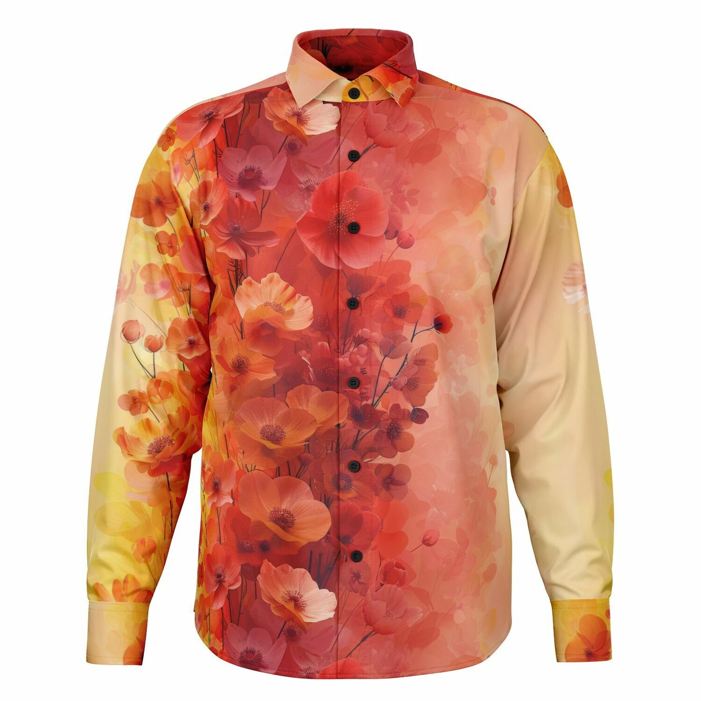 Vibrant Floral Long Sleeve Button Down Shirt