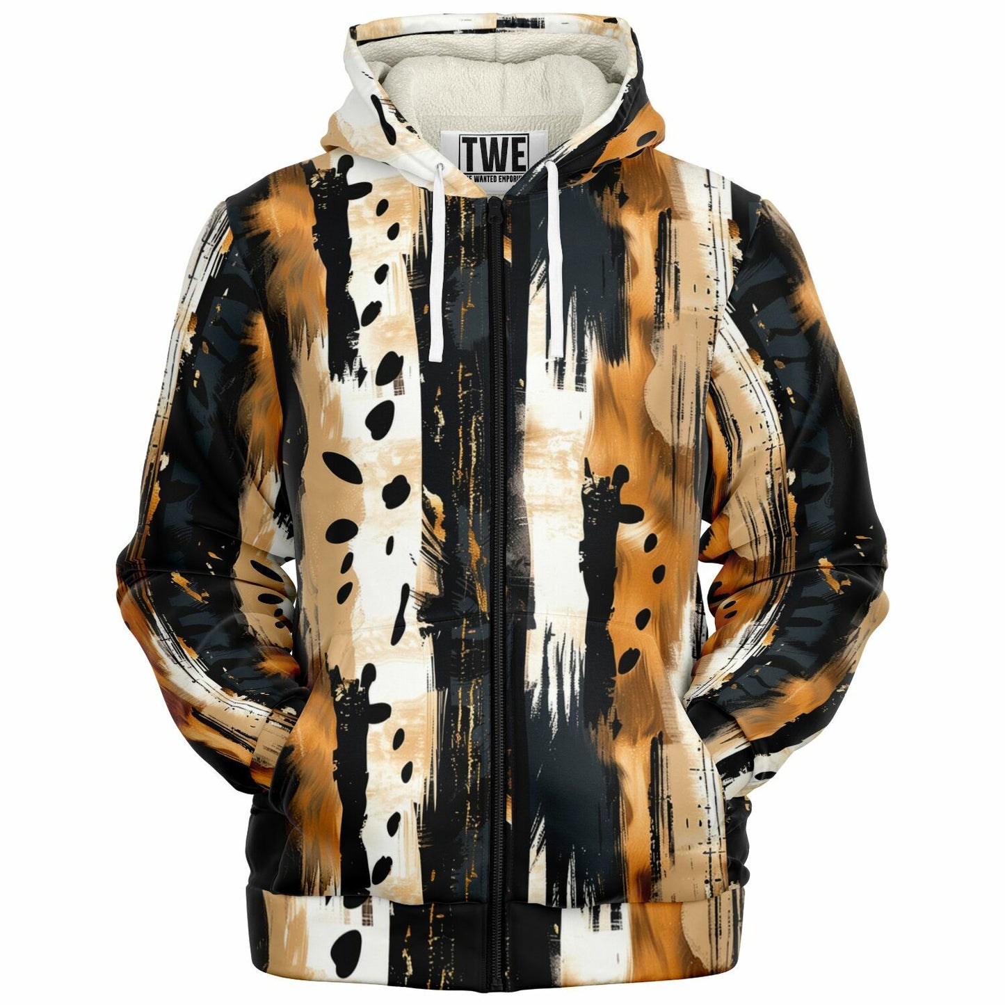 Wild Brushstroke Microfleece Zip hoodie - AOP