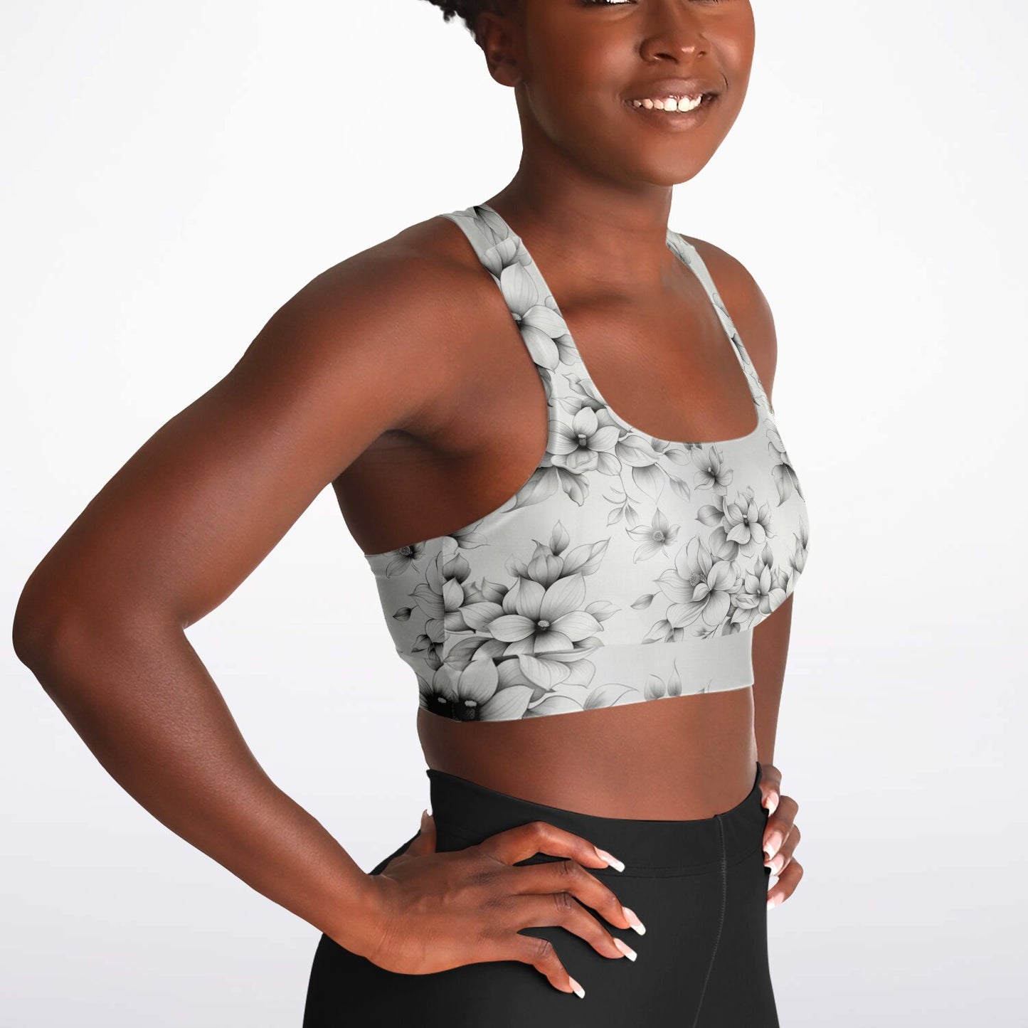 Elegant Floral Sports Bra