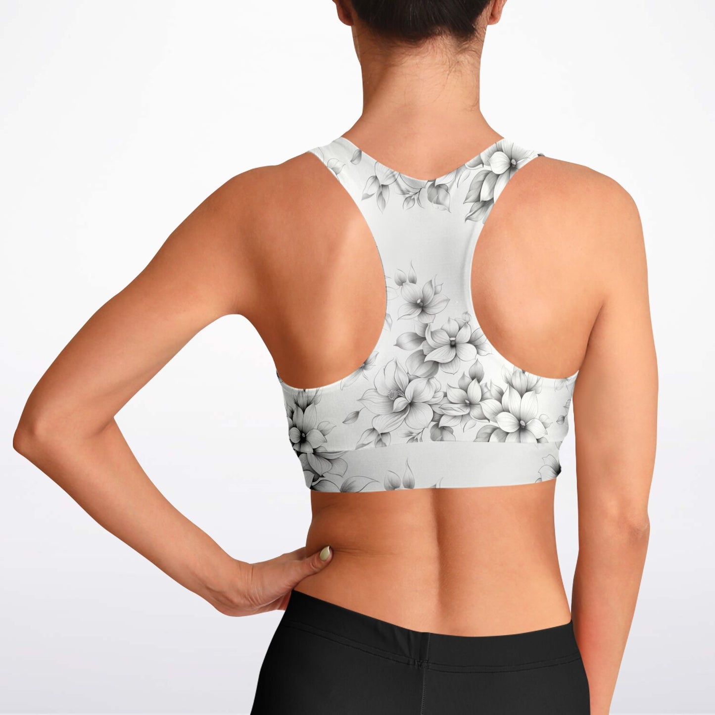 Elegant Floral Sports Bra