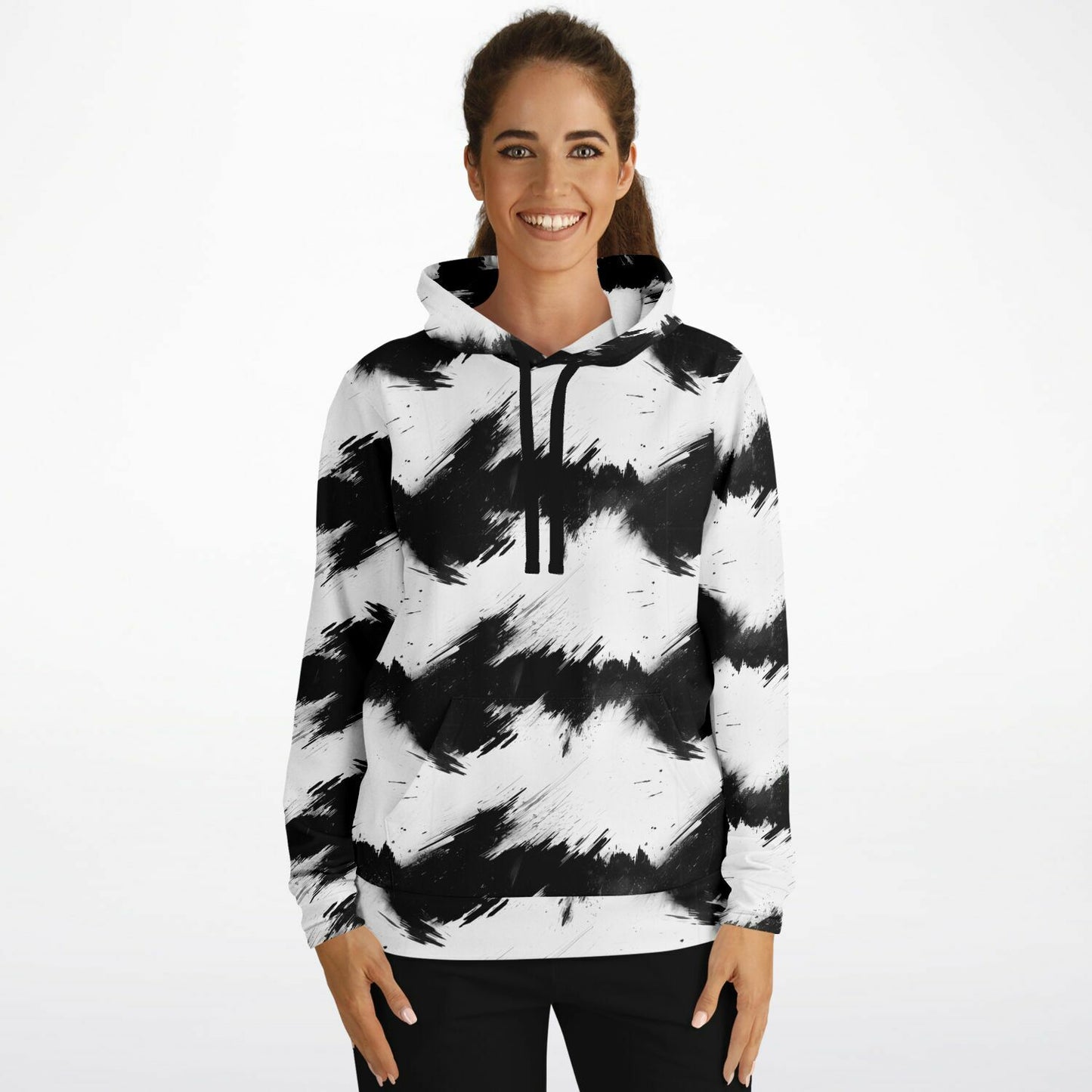 Monochrome Brushstroke Unisex Hoodie - AOP