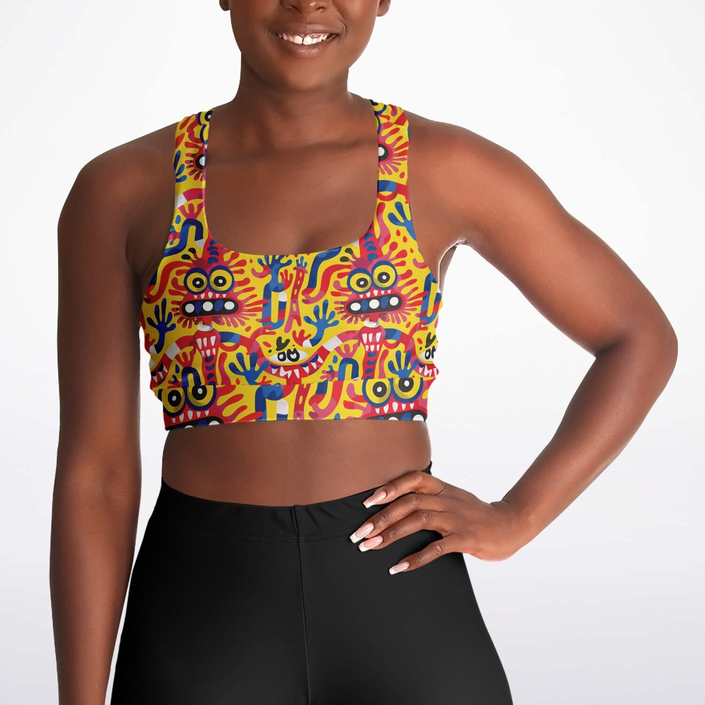 Quirky Monster Padded Sports Bra