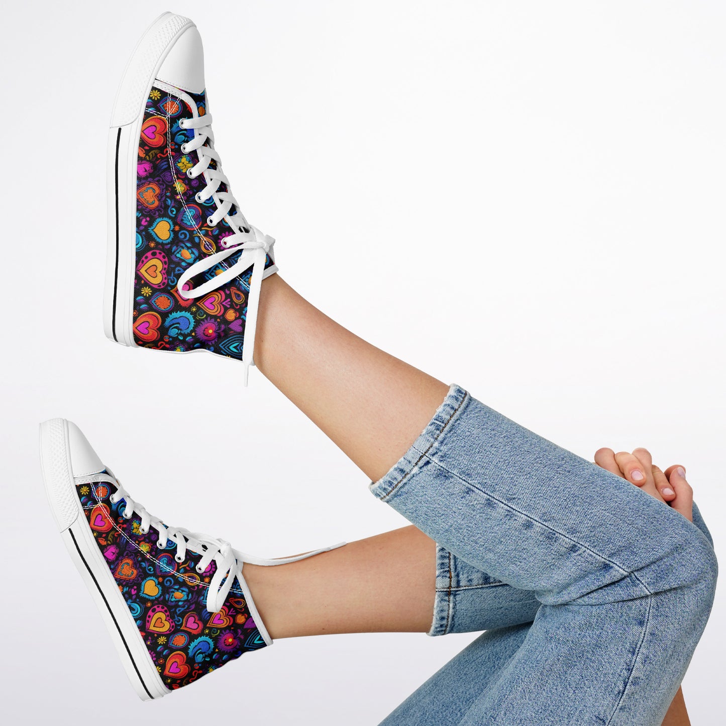 Urban Peak High-Top Shoes with Colorful Heart Pattern Design