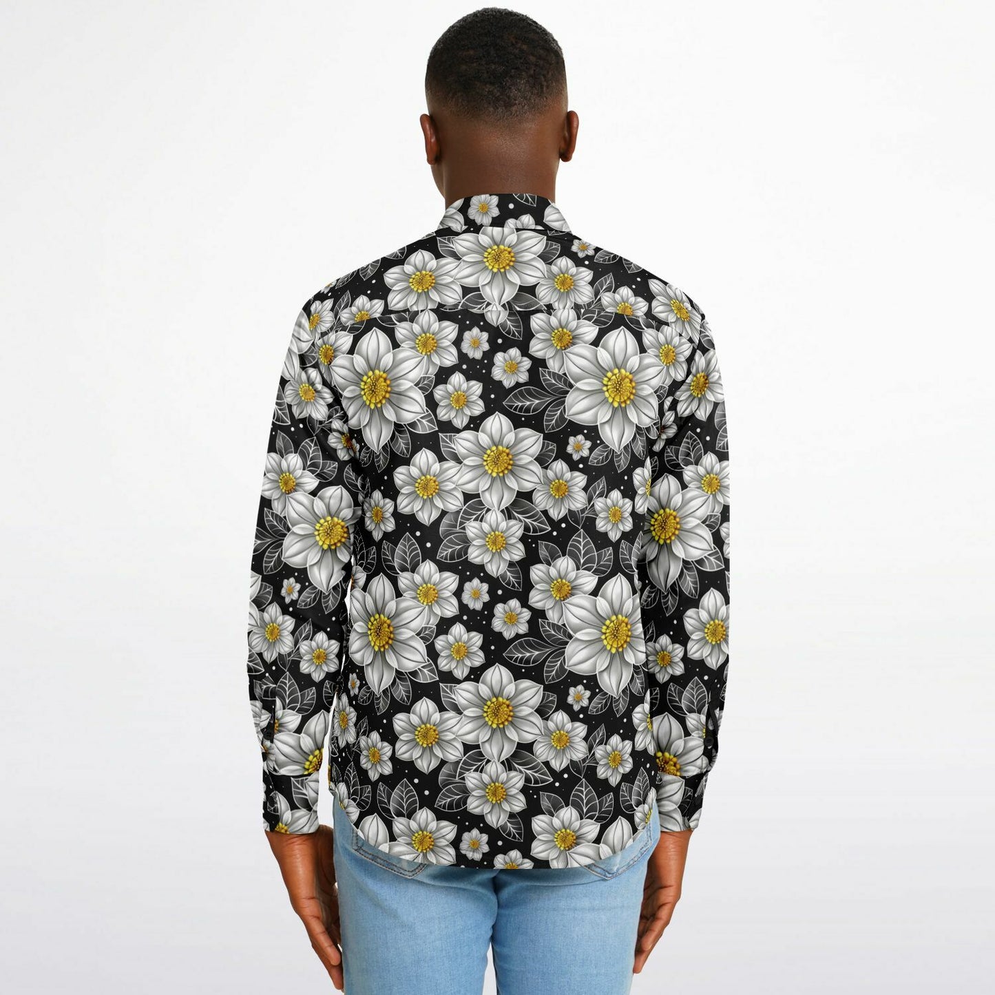 Floral Elegance Long Sleeve Button Down Shirt