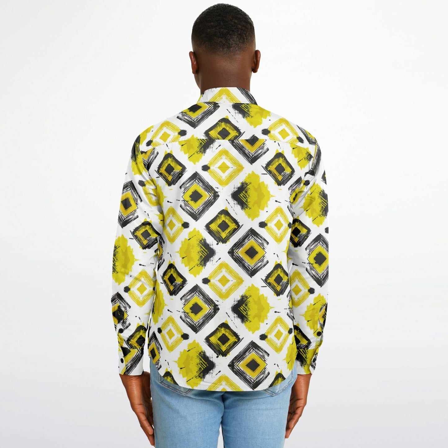 Geometric Vibes Long Sleeve Button Down Shirt