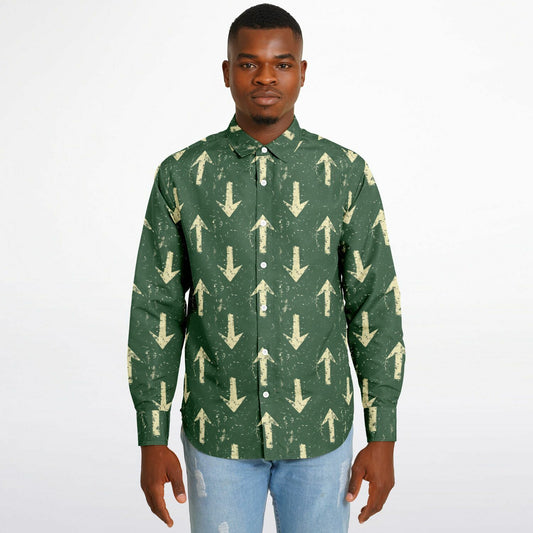 Urban Arrow Pattern Long Sleeve Button Down Shirt