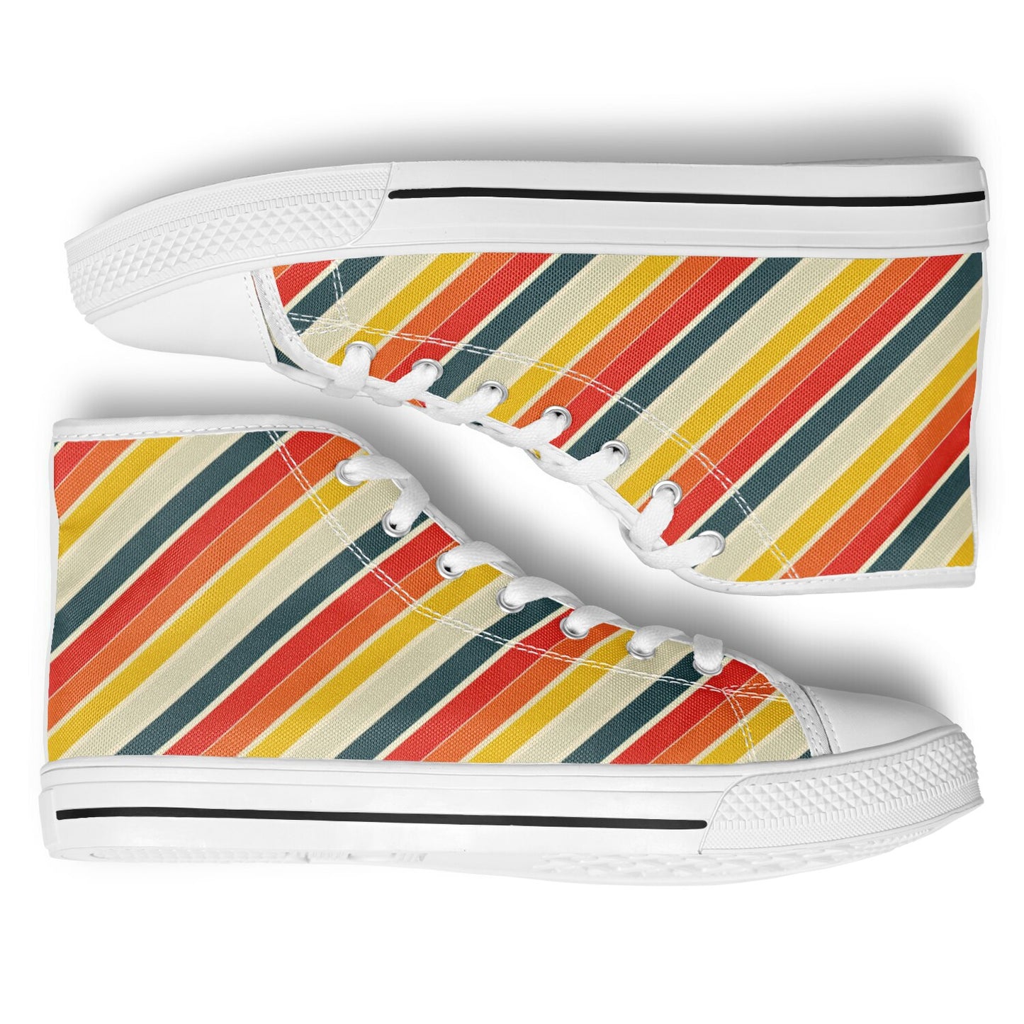 Urban Peak High-Top Shoes with Vibrant Diagonal Stripes Design