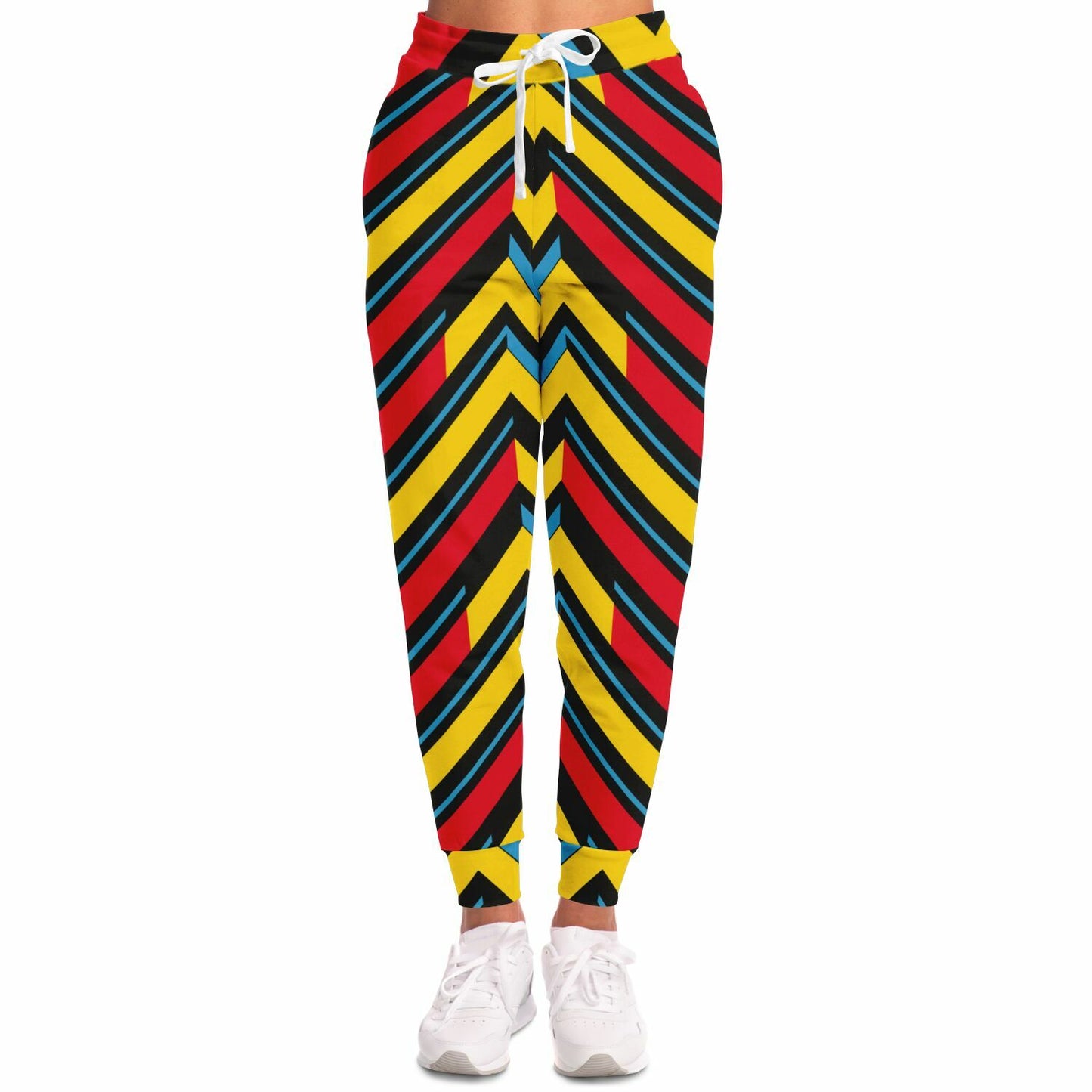 Vibrant Chevron High-Waisted Joggers for Bold and Trendy Loungewear - AOP