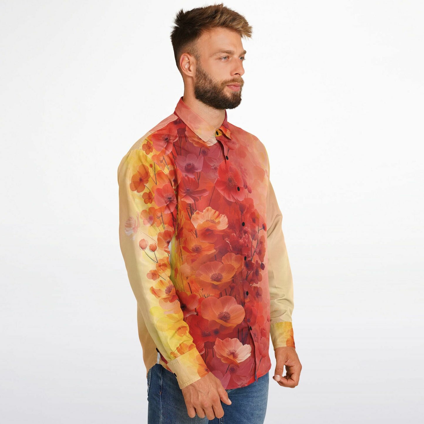 Vibrant Floral Long Sleeve Button Down Shirt