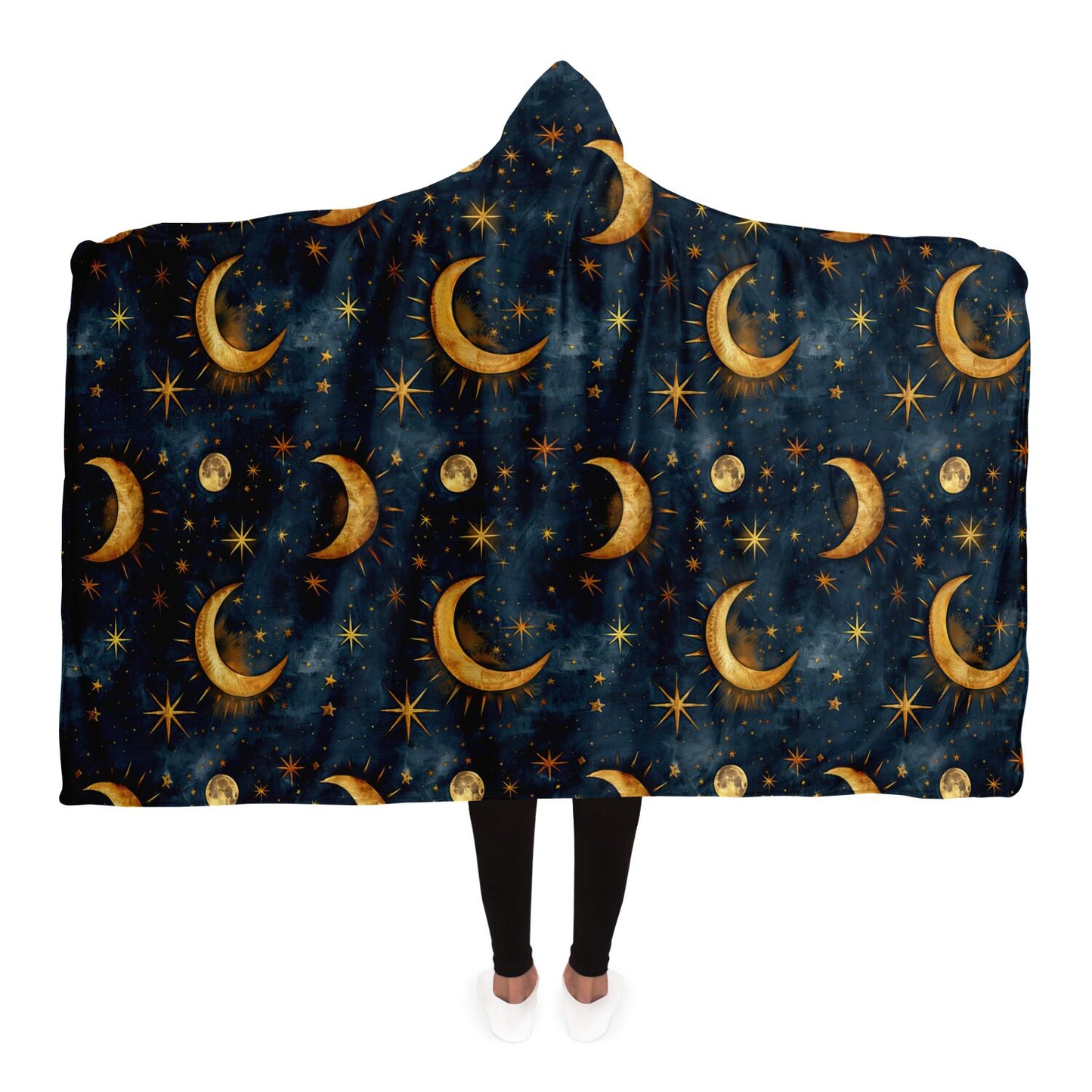 Mystic Moon and Stars Hooded Blanket