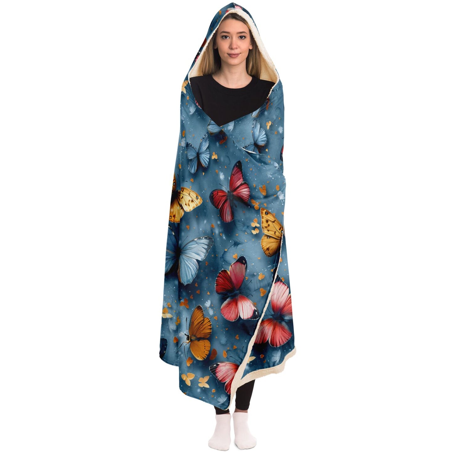 Fluttering Butterfly Hooded Blanket