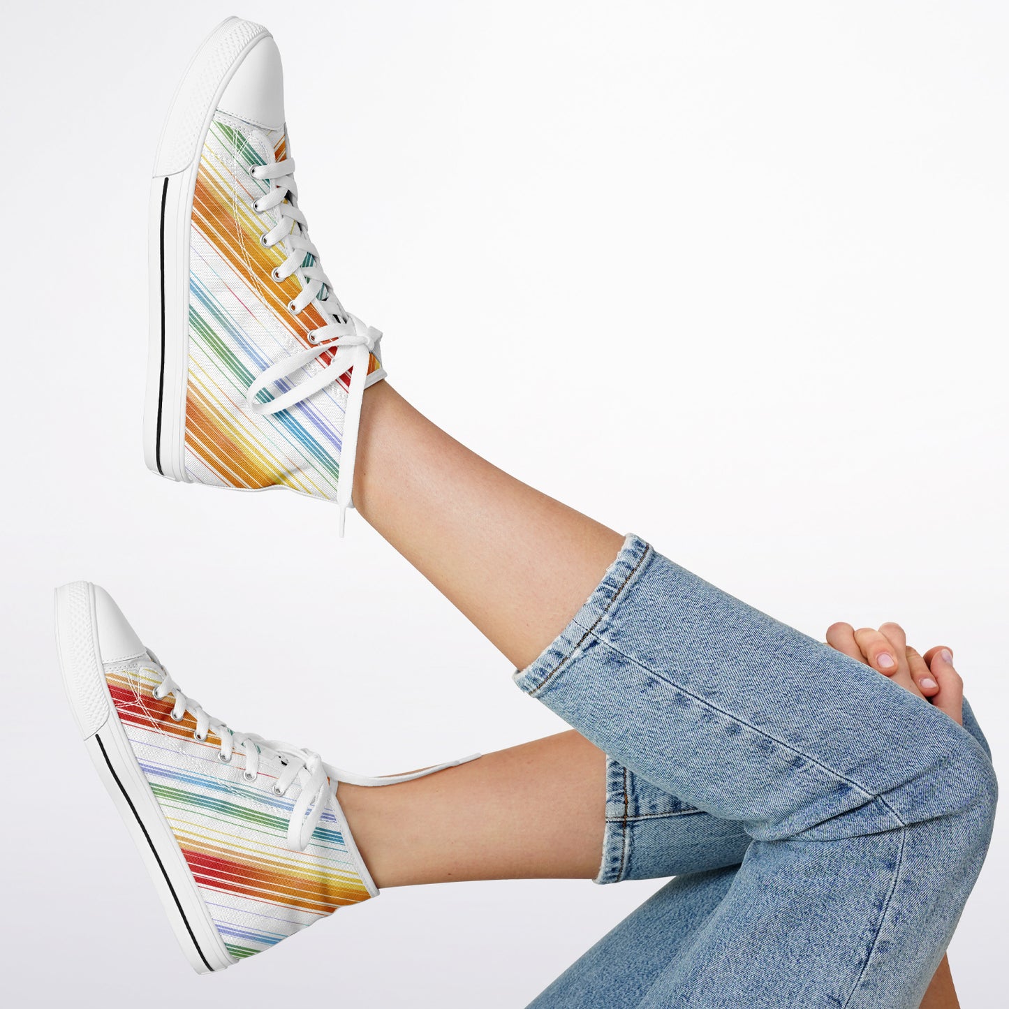 Urban Peak High-Top Shoes with Rainbow Stripes Design