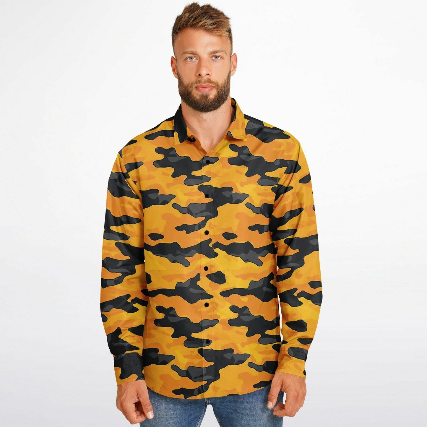 Vibrant Camo Long Sleeve Button Down Shirt