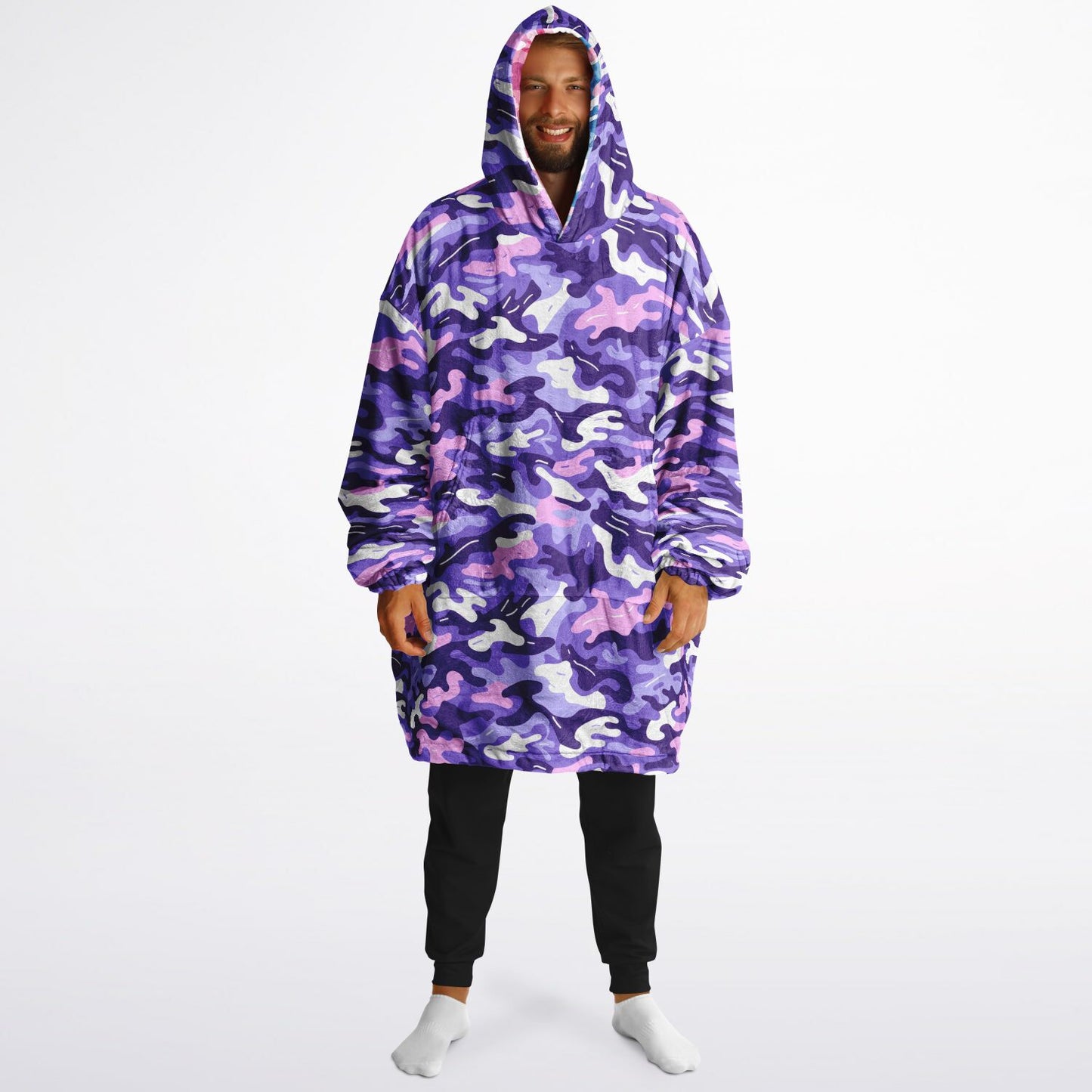 Reversible Snug Hoodie - Purple and Pink Camo Designs - AOP