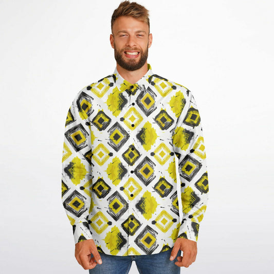 Geometric Vibes Long Sleeve Button Down Shirt