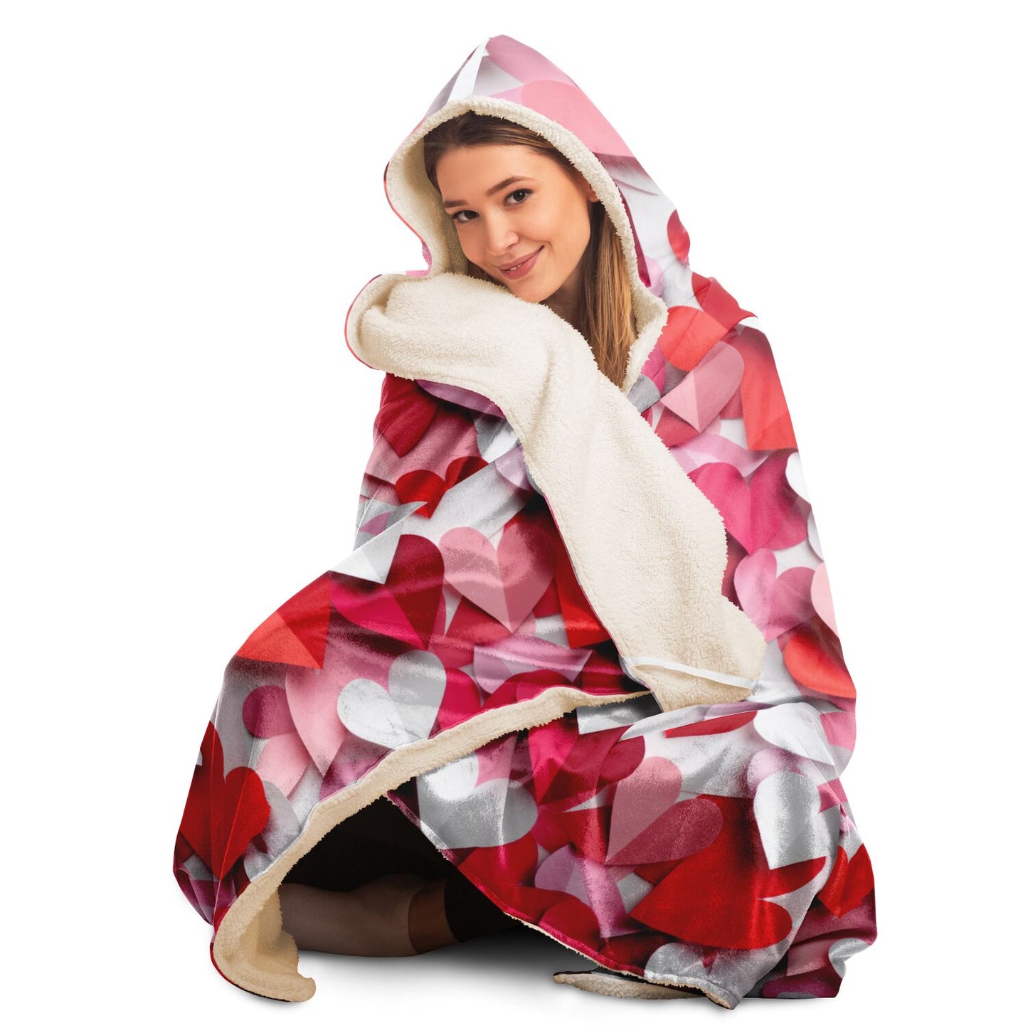 Sweet Hearts Hooded Blanket