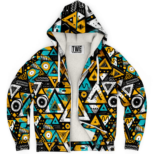 Geometric Pop Microfleece Zip hoodie - AOP