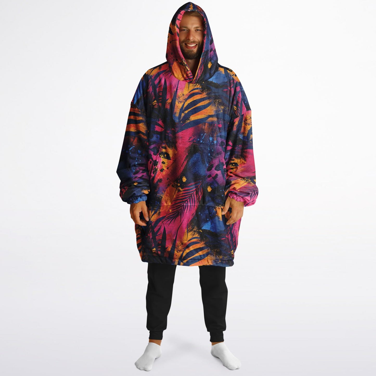 Reversible Snug Hoodie - Tropical Forest at Night Design - AOP