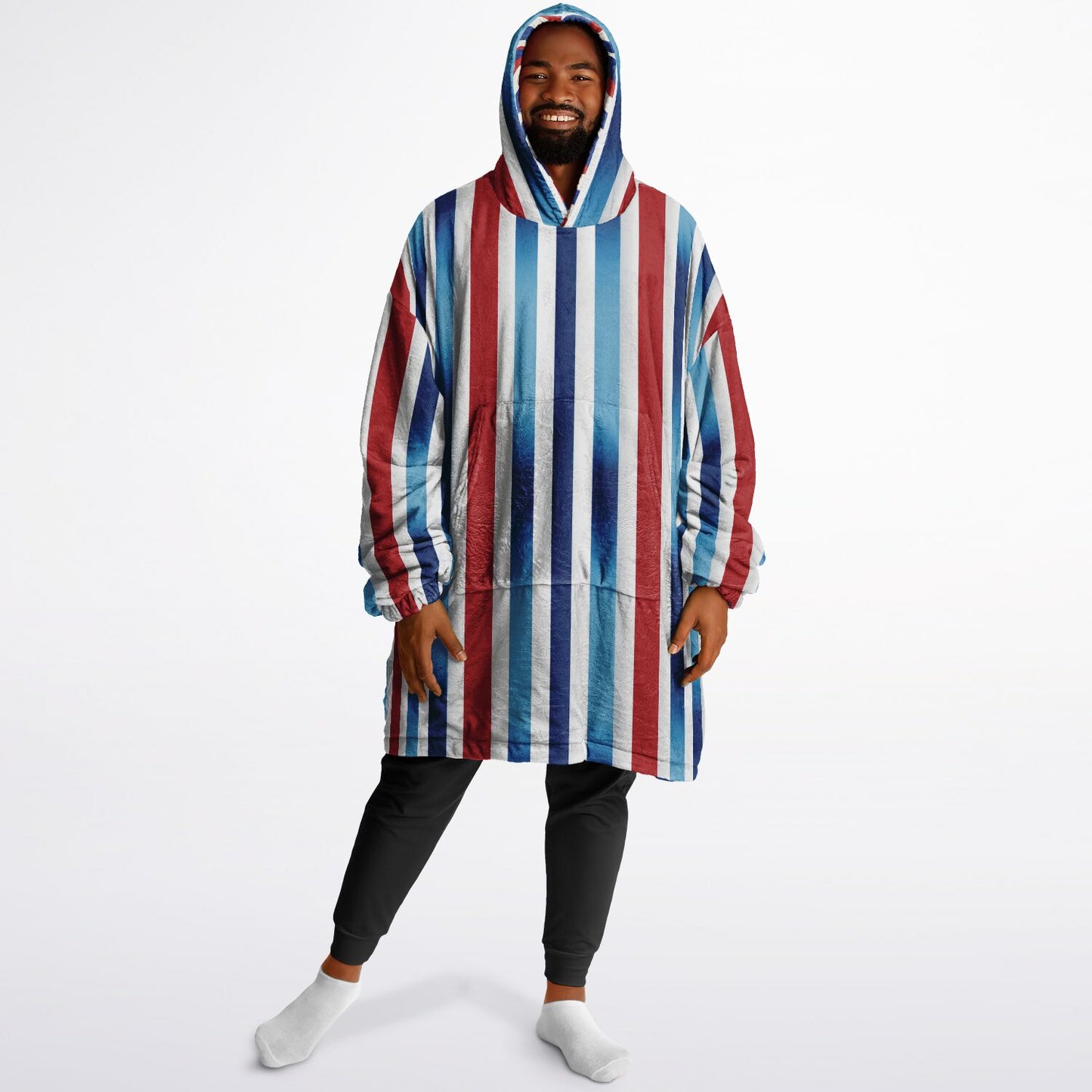 Reversible Snug Hoodie - Retro Waves and Bold Stripes Designs - AOP