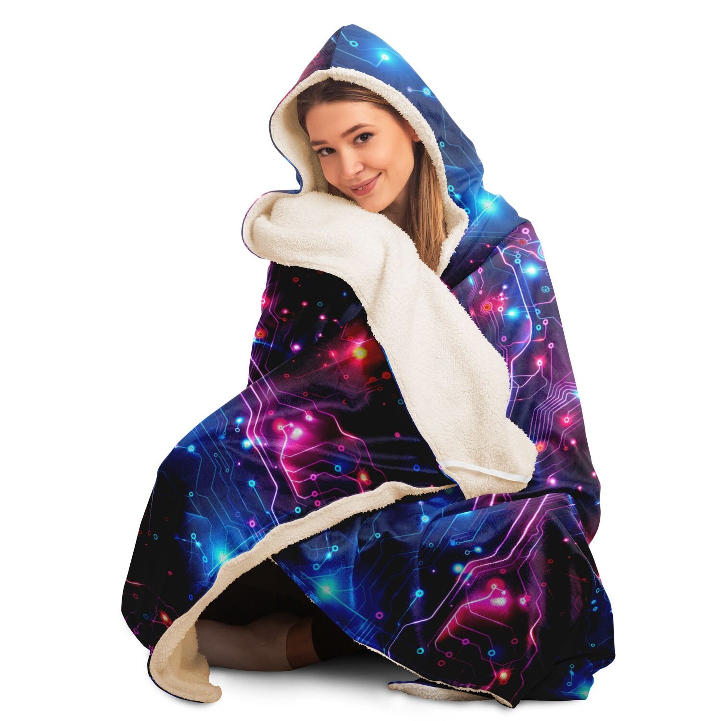 Techno Glow Circuitry Hooded Blanket