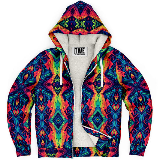 Neon Kaleidoscope Microfleece Zip hoodie - AOP