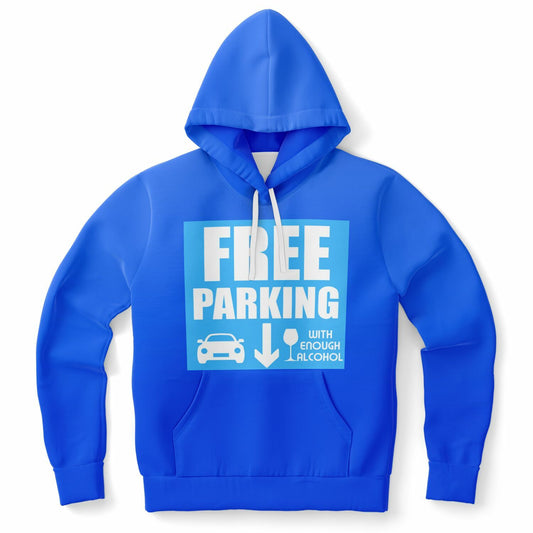 Humorous 'Free Parking Pullover Fashion Hoodie -  Perfect for Party Lovers - AOP